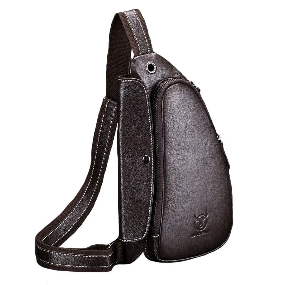 BULLCAPTAIN - BullCaptain - Mochila Cruzada de Cuero Mate XB-125-CF Café