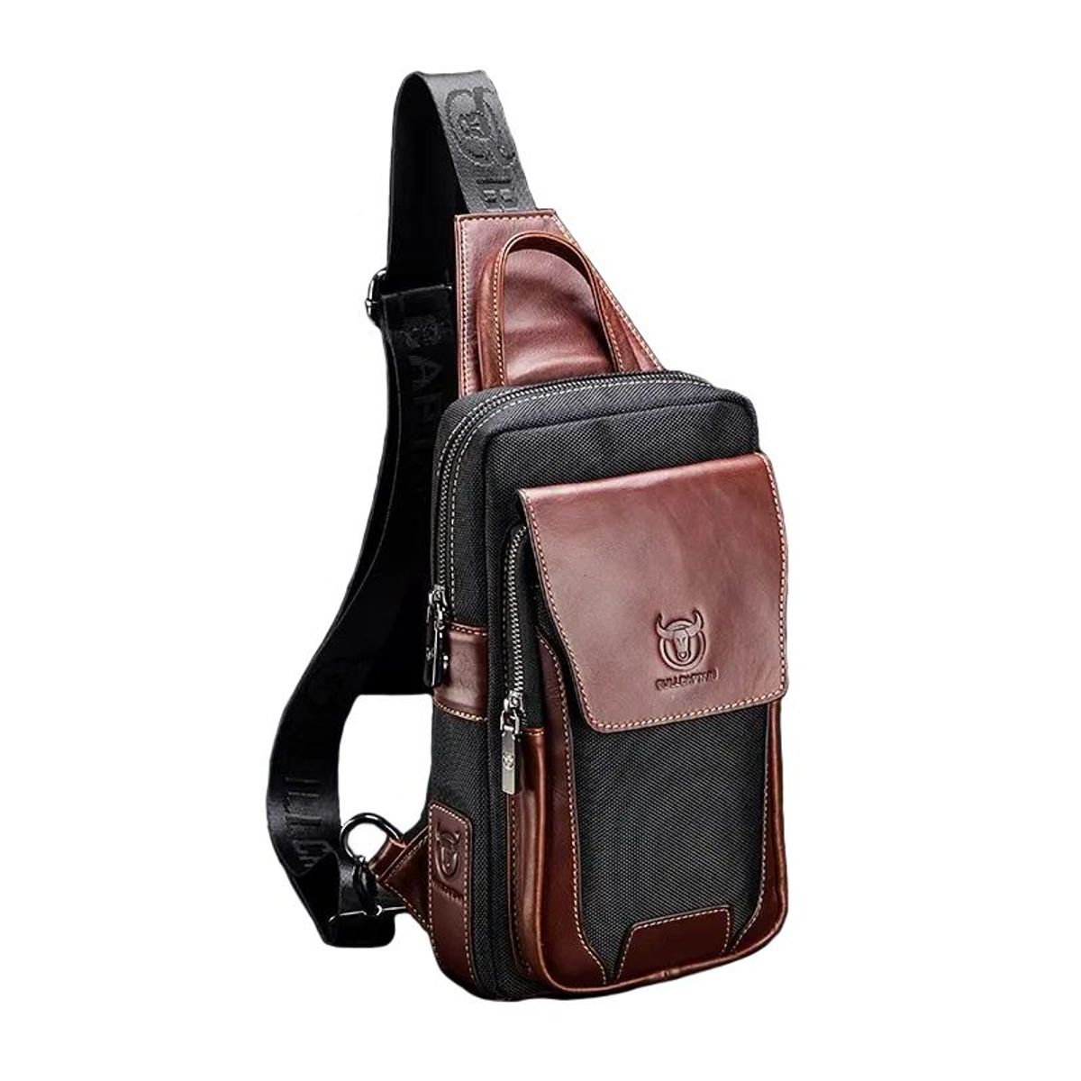 BULLCAPTAIN - BullCaptain - Mochila Cruzada de Cuero Mate XB-9999-CF Café