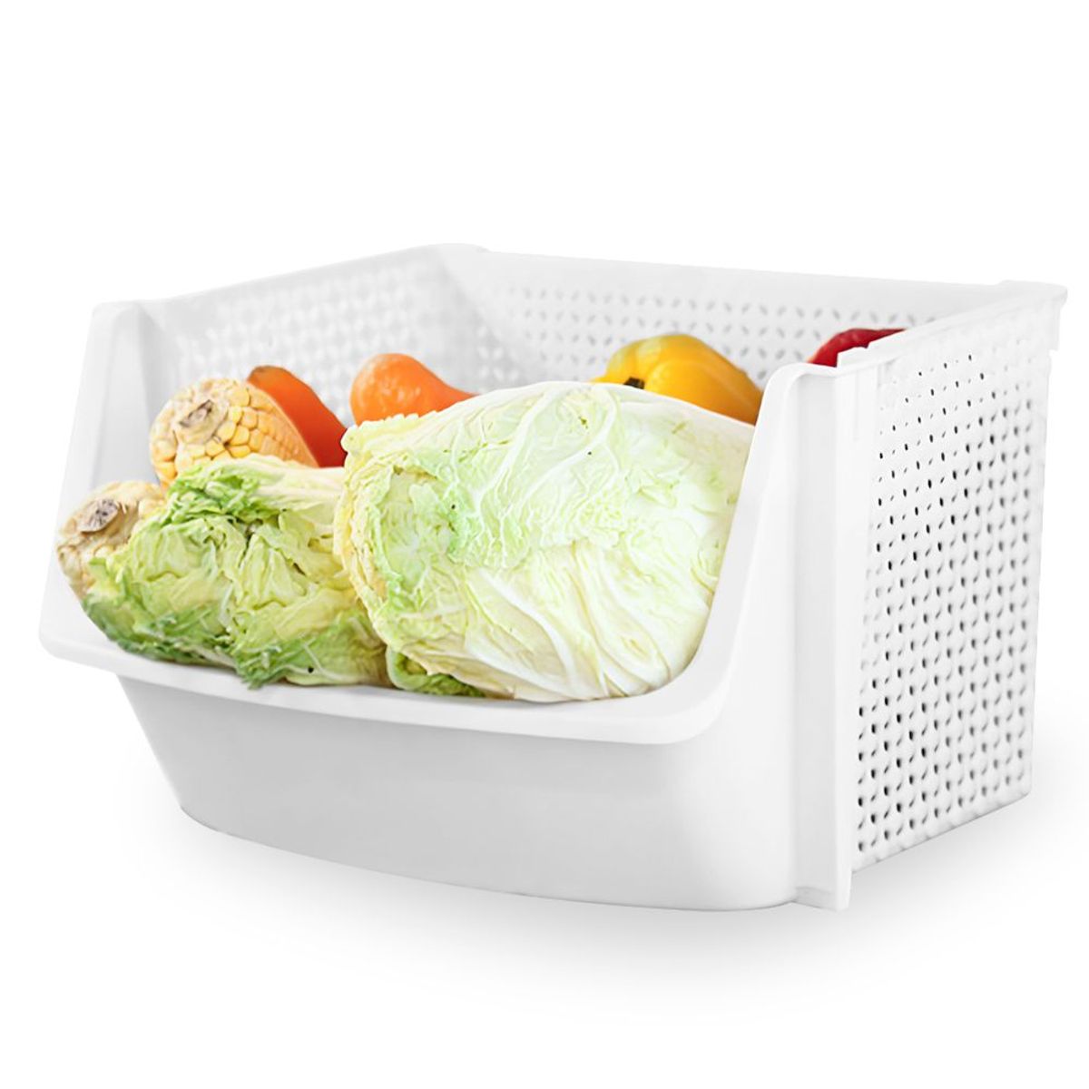 SASHIJA - Caja Organizador Cesta Apilable Verdulero Frutero U80 Blanco