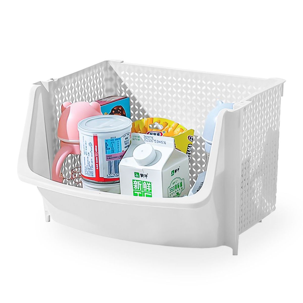 SASHIJA - Caja Organizador Apilable de Almacenamiento de Cocina U80 Blanco