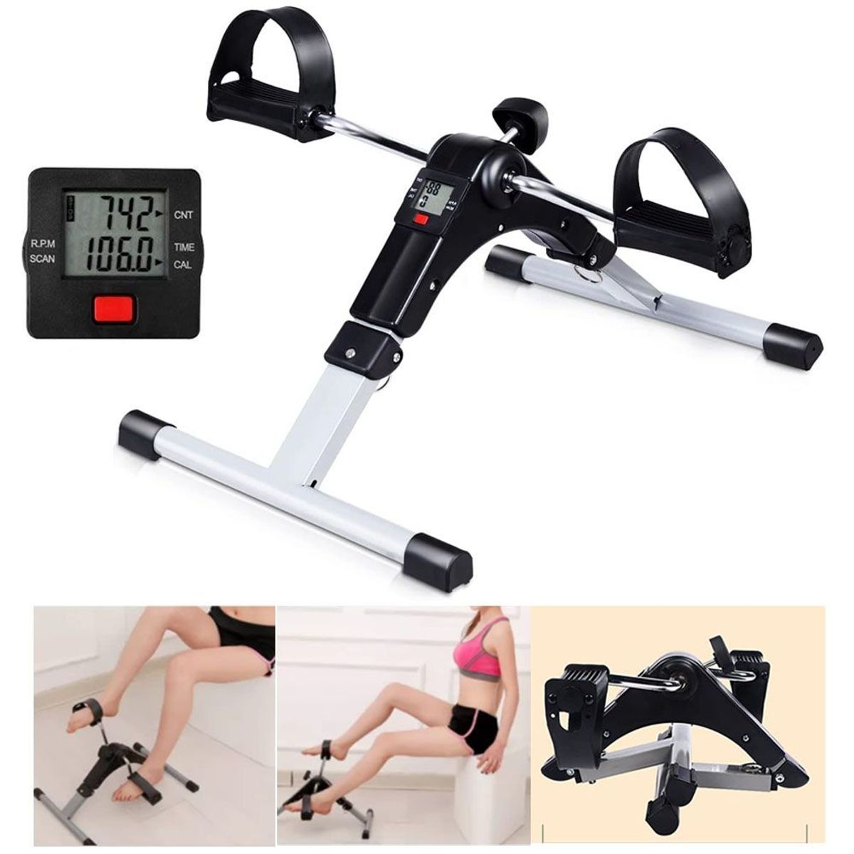 SM - Pedalera Ejercitador Digital Terapia Piernas Brazos Plegable