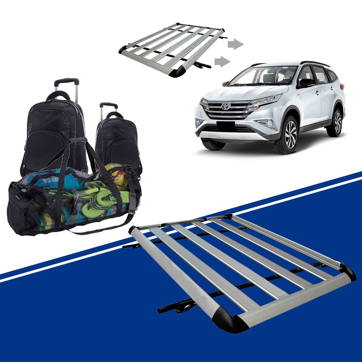 GENERICO - PARRILLA PORTA EQUIPAJE 120CM PLANA PLOMO