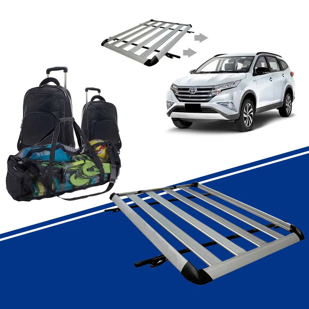 GENERICO - PARRILLA PORTA EQUIPAJE 140CM PLANA PLOMO