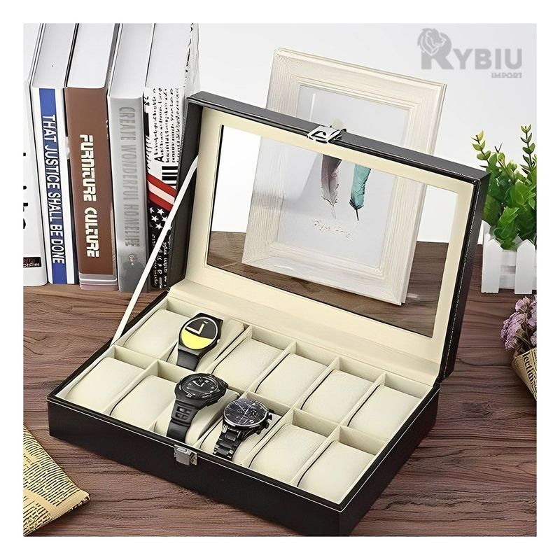 GENERICO - Funcional Organizador de Relojes con Tapa de Cristal