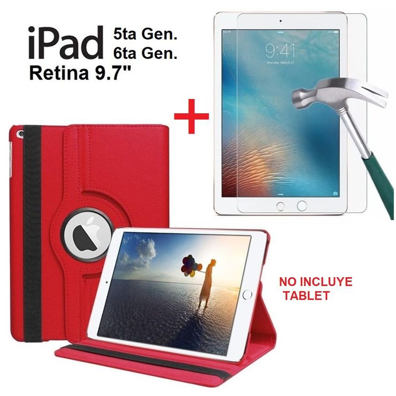 GENERICO - Funda + Mica de vidrio para iPad 9.7 5ta Gen A1822 A1823 Protector