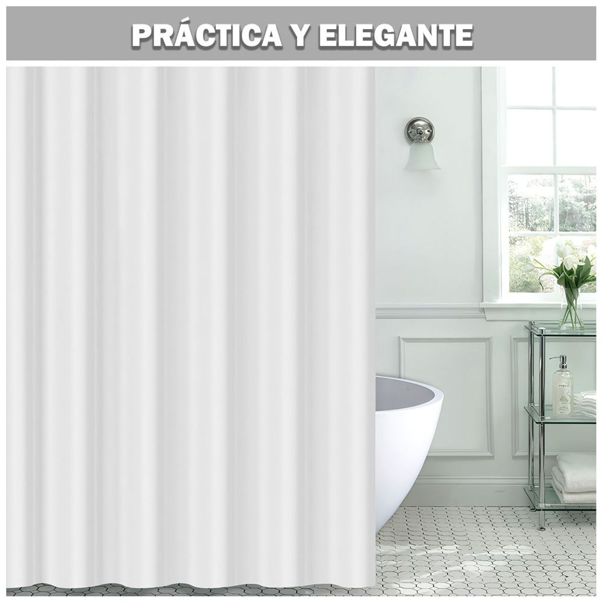 SASHIJA - Cortina de Baño Moderna Impermeable Accesorio para Ducha U11 Blanco