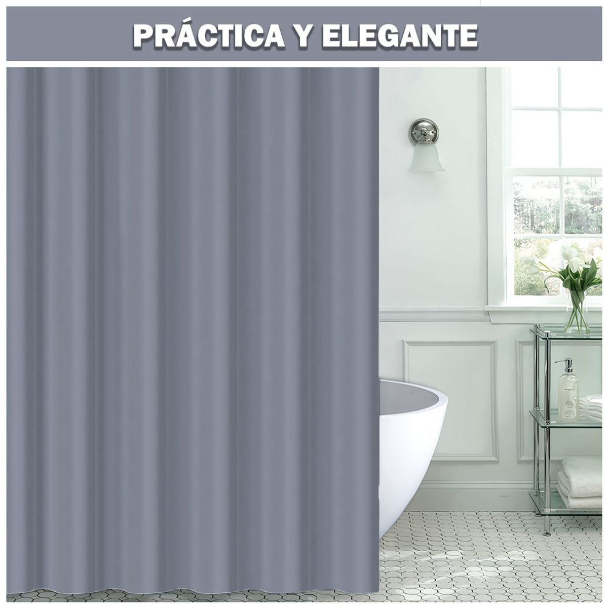 SASHIJA - Cortina de Baño Moderna Impermeable Accesorio para Ducha U11 Plomo
