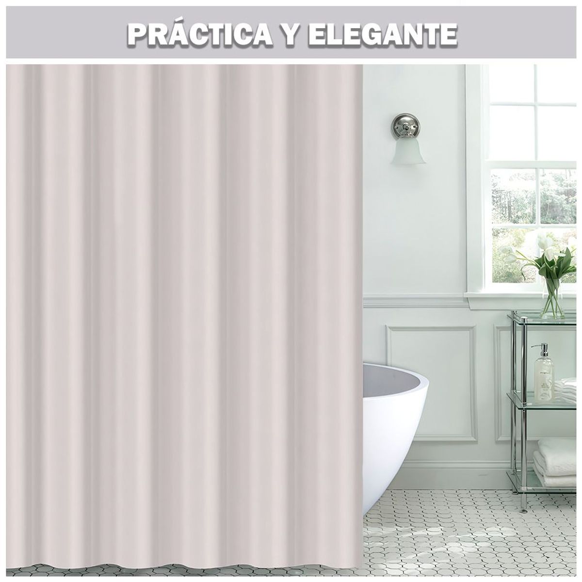 SASHIJA - Cortina de Baño Moderna Impermeable Accesorio para Ducha U11 Crema