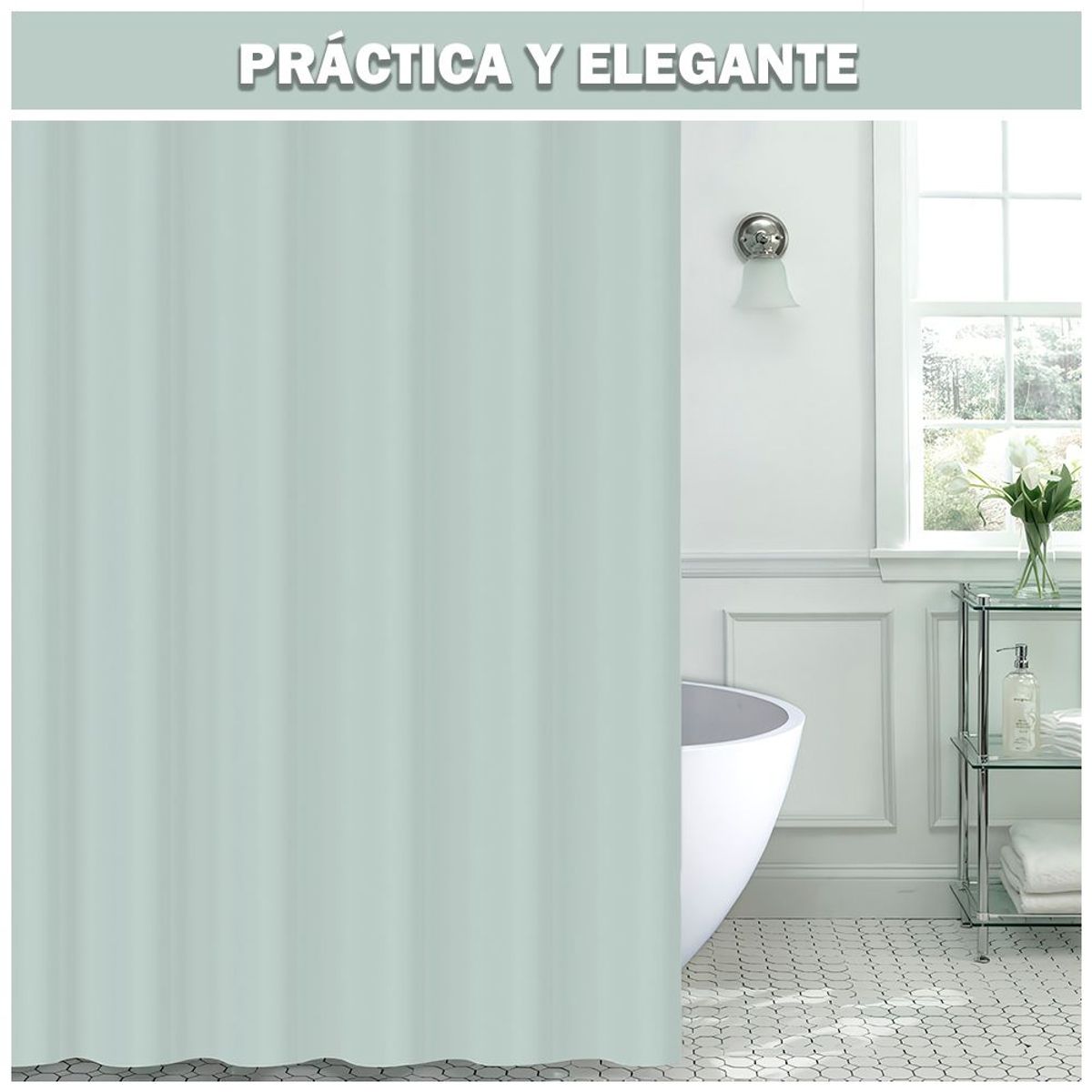 SASHIJA - Cortina de Baño Moderna Impermeable Accesorio para Ducha U11 Verde