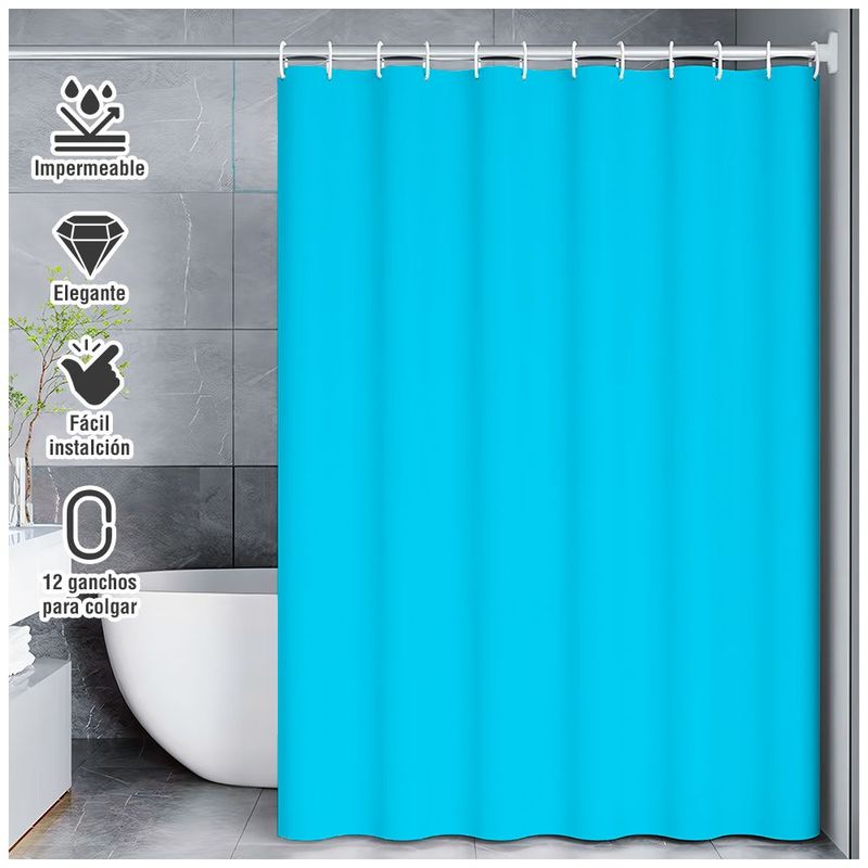 SASHIJA - Cortina de Baño Moderna Impermeable Accesorio para Ducha U11 Turquesa