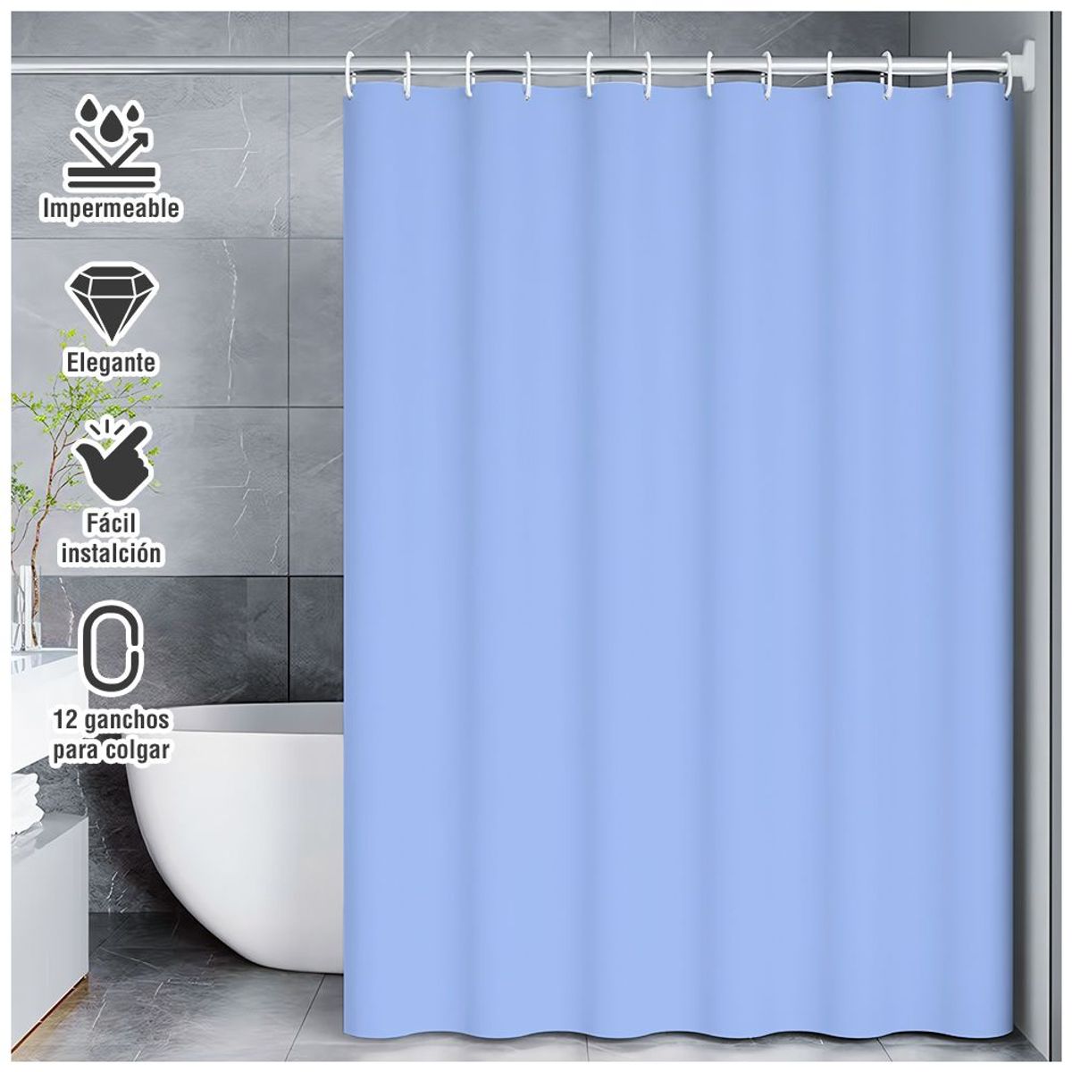 SASHIJA - Cortina de Baño Moderna Impermeable Accesorio para Ducha U11 Lila