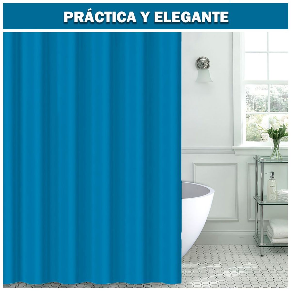 SASHIJA - Cortina de Baño Moderna Impermeable Accesorio para Ducha U11 Azul