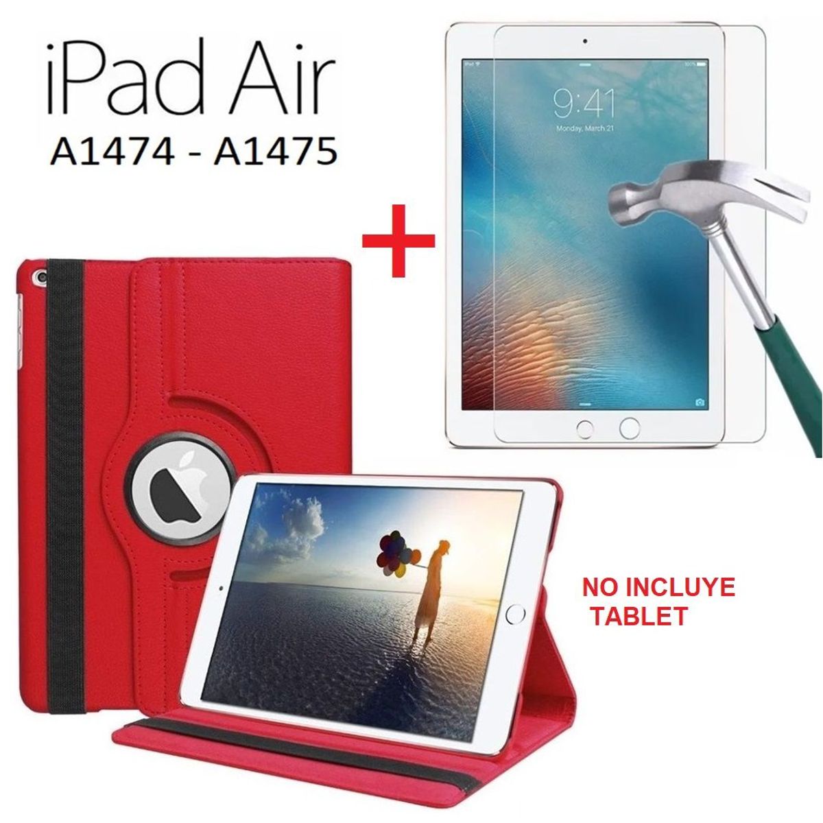 GENERICO - Funda  + Mica de vidrio para iPad Air 1era Gen A1474 A1475 Case