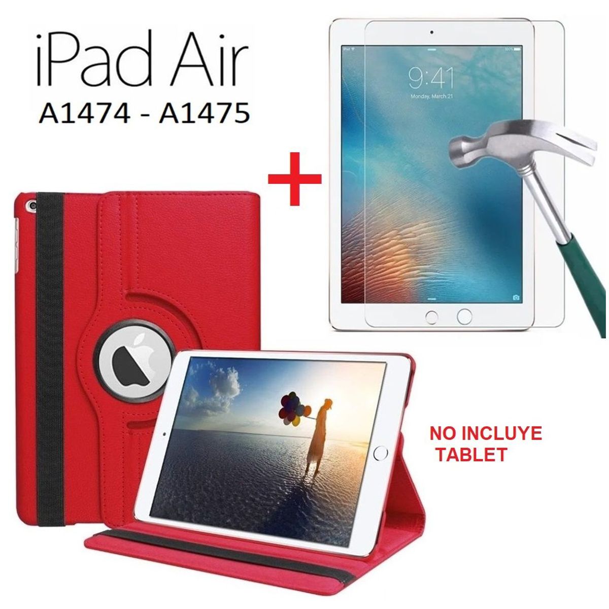 GENERICO - Funda  + Mica de vidrio para iPad Air 1era Gen A1474 A1475 Case