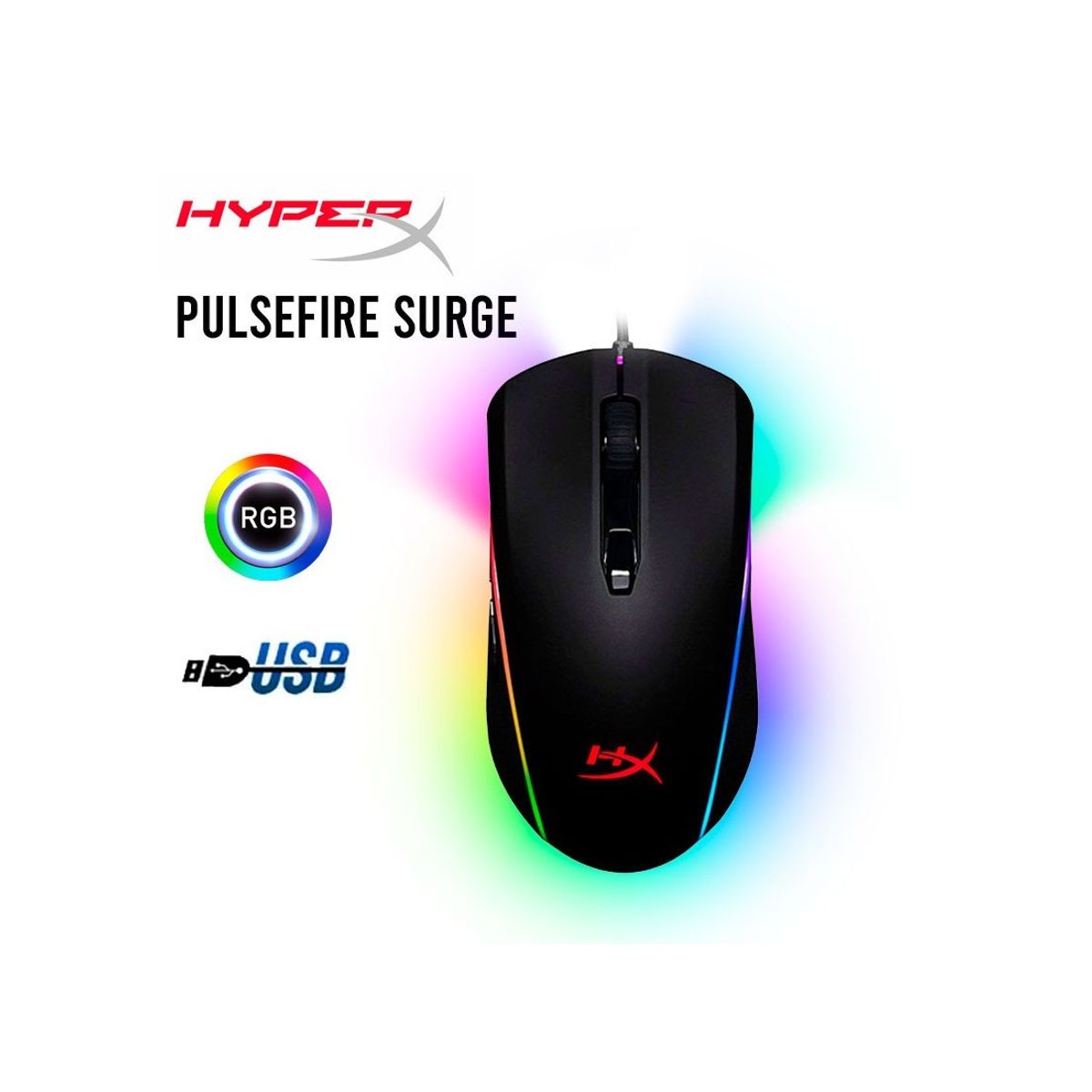 HYPERX - Mouse gamer de juego HyperX Pulsefire Surge Negro, 6 Botones HX-MC002B