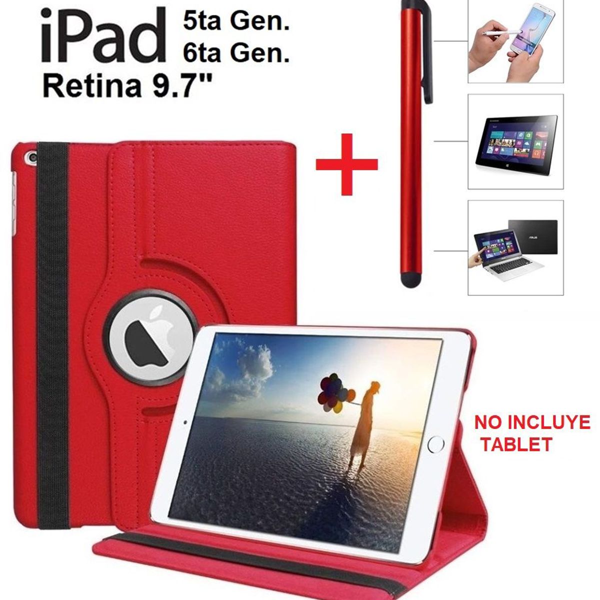 GENERICO - Funda + Lápiz Óptico para iPad 9.7 5ta Gen A1822 A1823 Protector