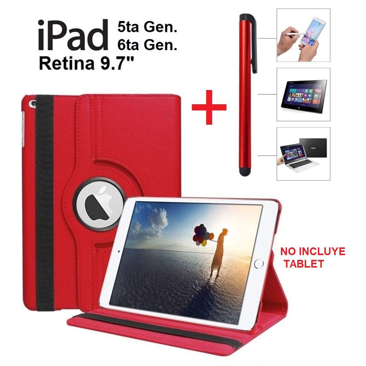 GENERICO - Funda + Lápiz Óptico para iPad 9.7 5ta Gen A1822 A1823 Protector