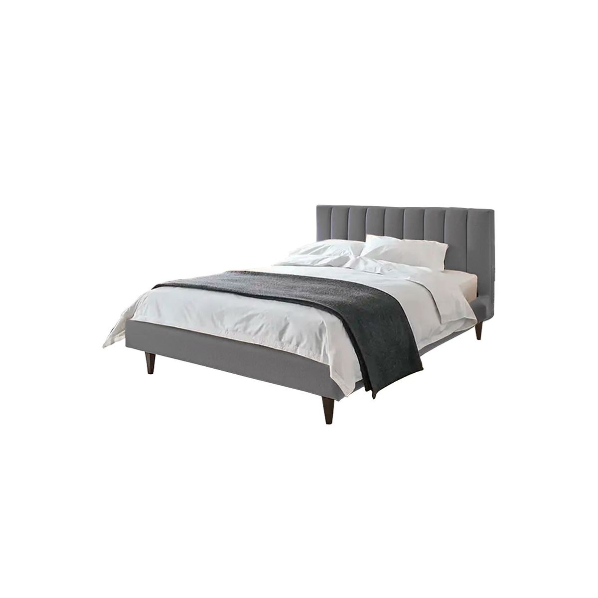 GENERICO - Cama Tapizada Marilia 2 Plazas color Gris