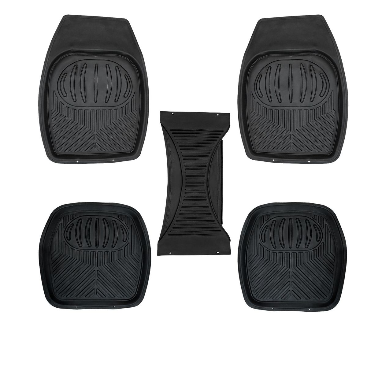 GENERICO - CUBRE PISO TIPO BANDEJA DE JEBE 5 PIEZAS NEGRO