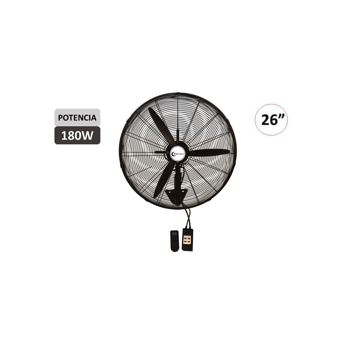 TREVELY - Ventilador Industrial TREVELY 26 180W VT-27C Control Remoto - Negro