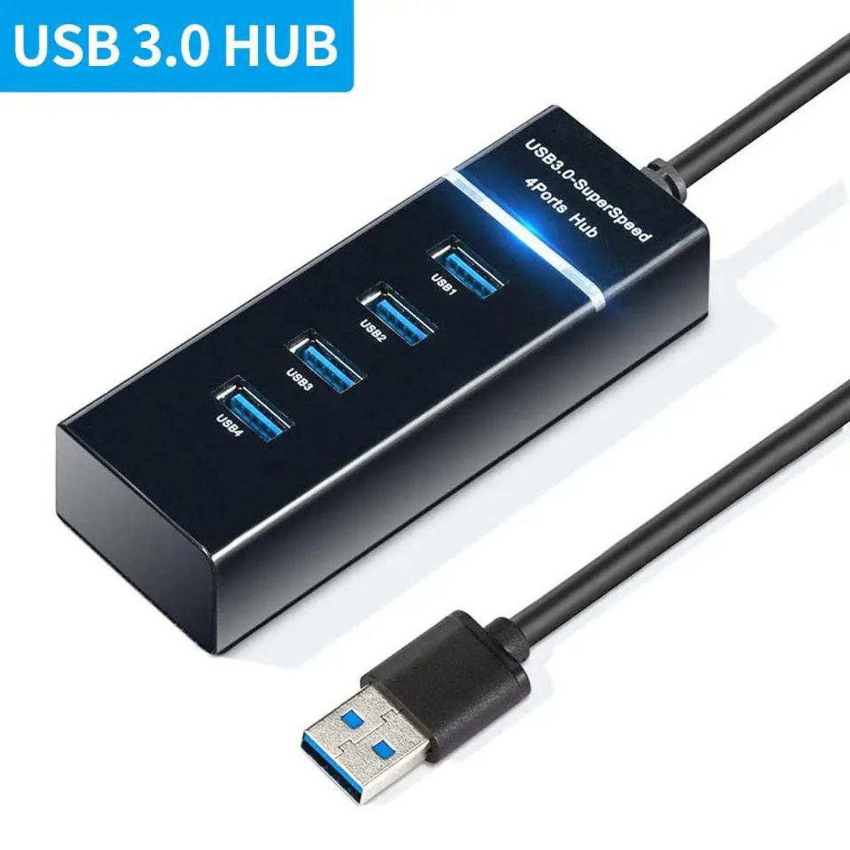 GENERICO - Hub 4 Puertos Usb 3.0 5gbps 30 Cm Led