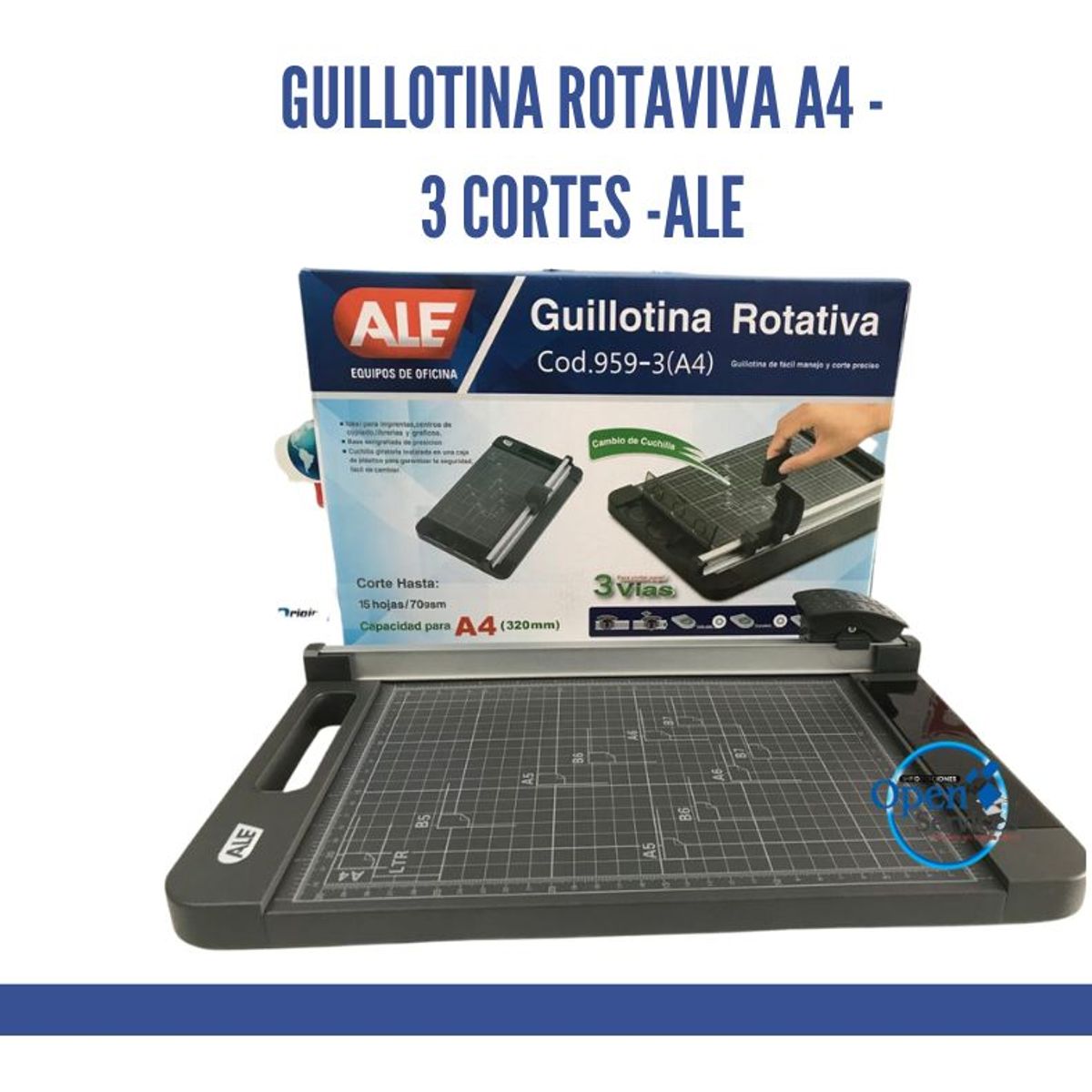 GENERICO - Guillotina de papel Rotativa A4- 3 T.Cortes Ale