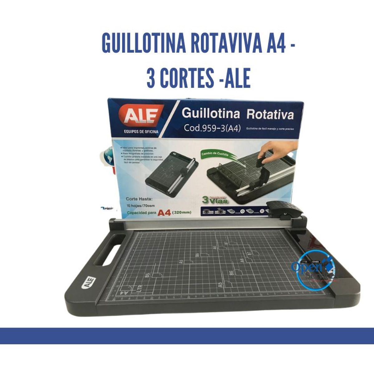 GENERICO - Guillotina de papel Rotativa A4- 3 T.Cortes Ale