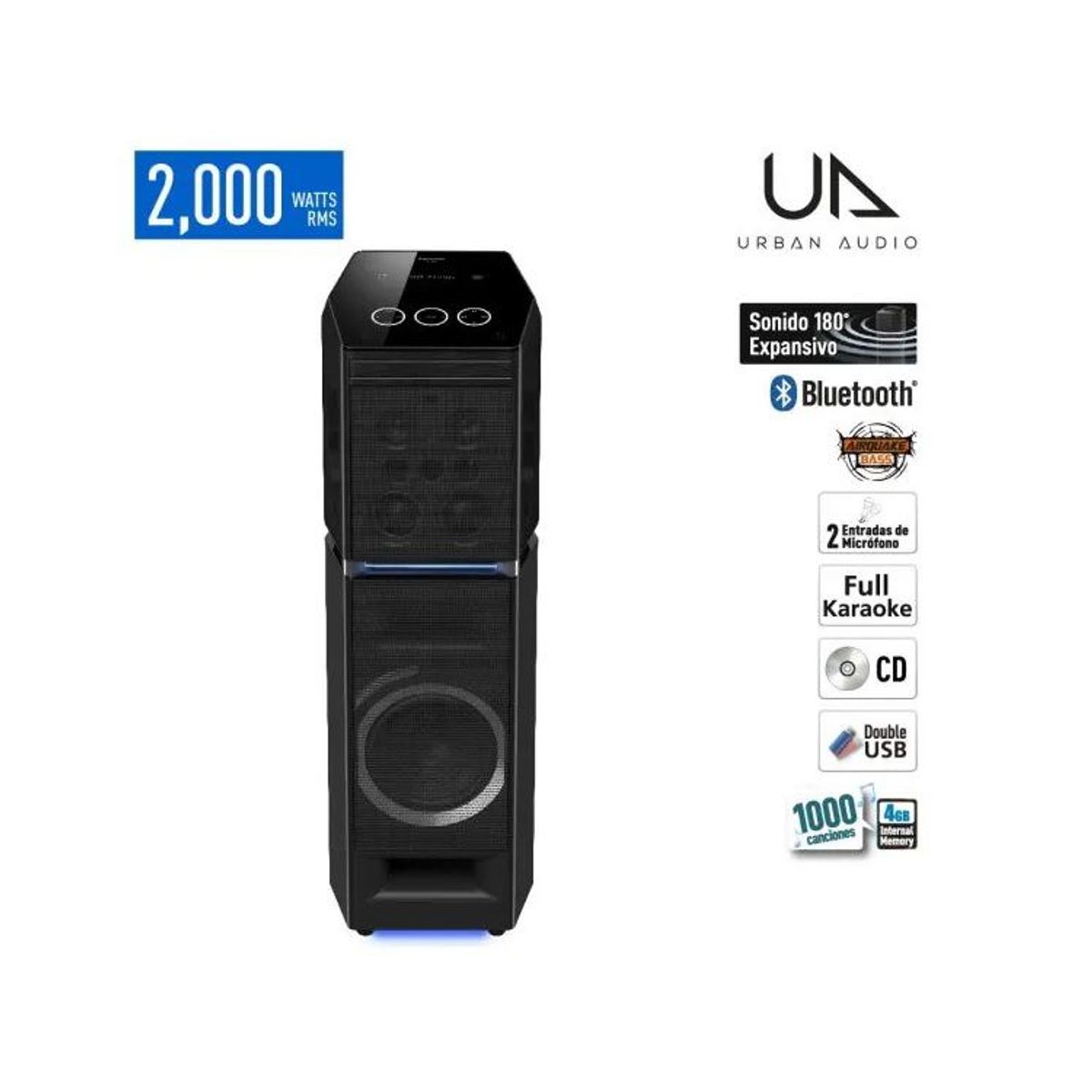 PANASONIC - Equipo de Sonido Panasonic SC-UA90PU-K ONE BOX 2200 Watts RMS Negro