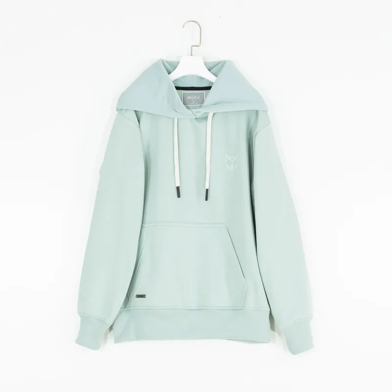 BHEVSK - Polera capucha basica cemento