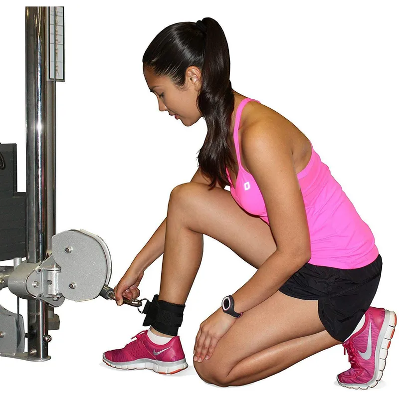 ALPHA GYM - Correas para tobillo de gimnasio tobilleras polea - NEGRO