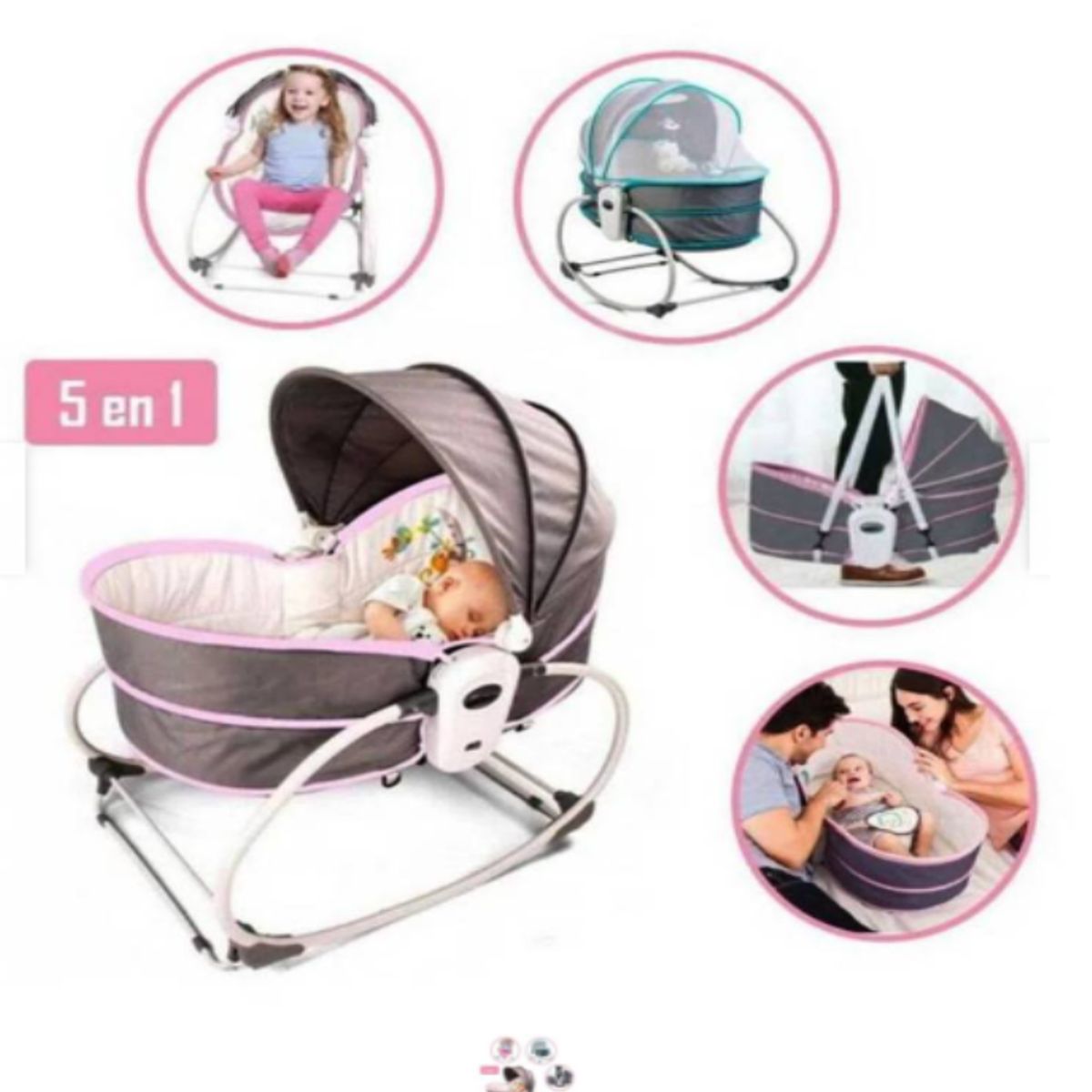 GENERICO - Mecedora Portátil  Multifuncional 5 en 1 Rosado