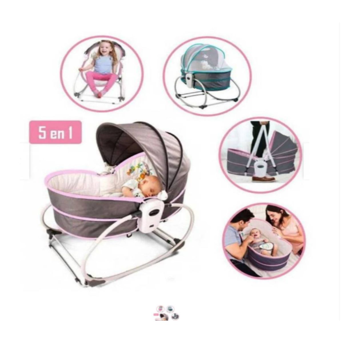 GENERICO - Mecedora Portátil  Multifuncional 5 en 1 Rosado