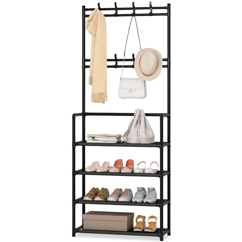 MINARI - Zapatera Perchero Colgador de Ropa Organizador Carteras Negro 60CU