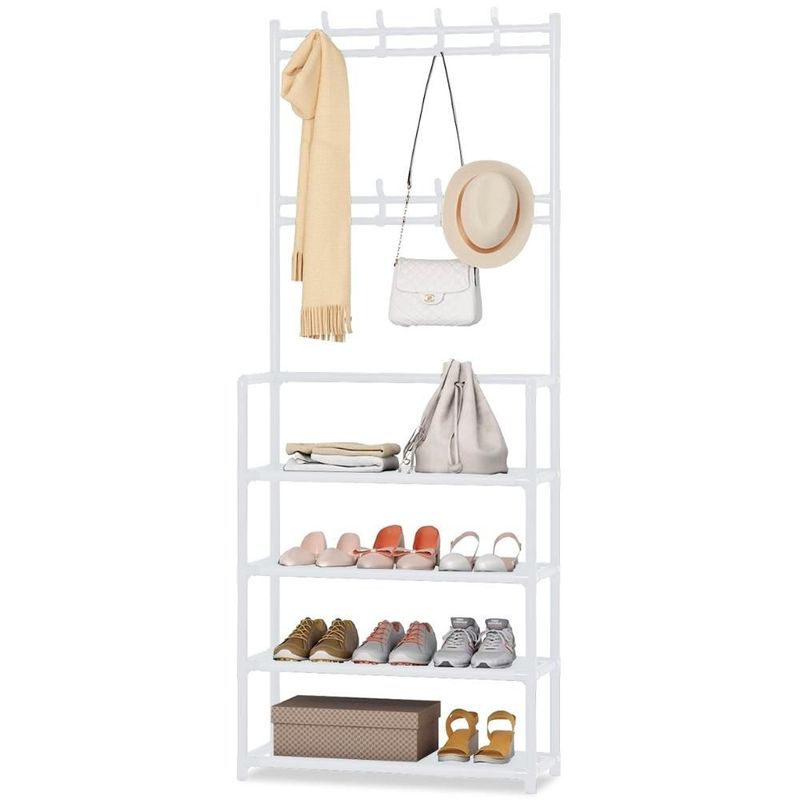 MINARI - Zapatera Perchero Colgador de Ropa Organizador Carteras Blanco 60CU