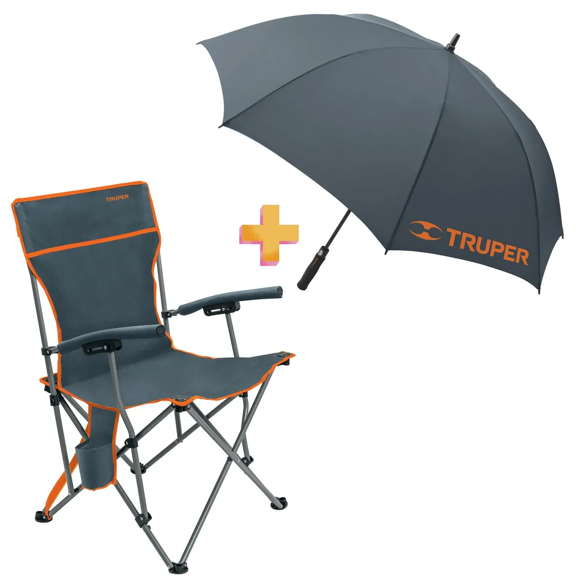 TRUPER - Silla de playa camping plegable Paraguas sombrilla 130cm