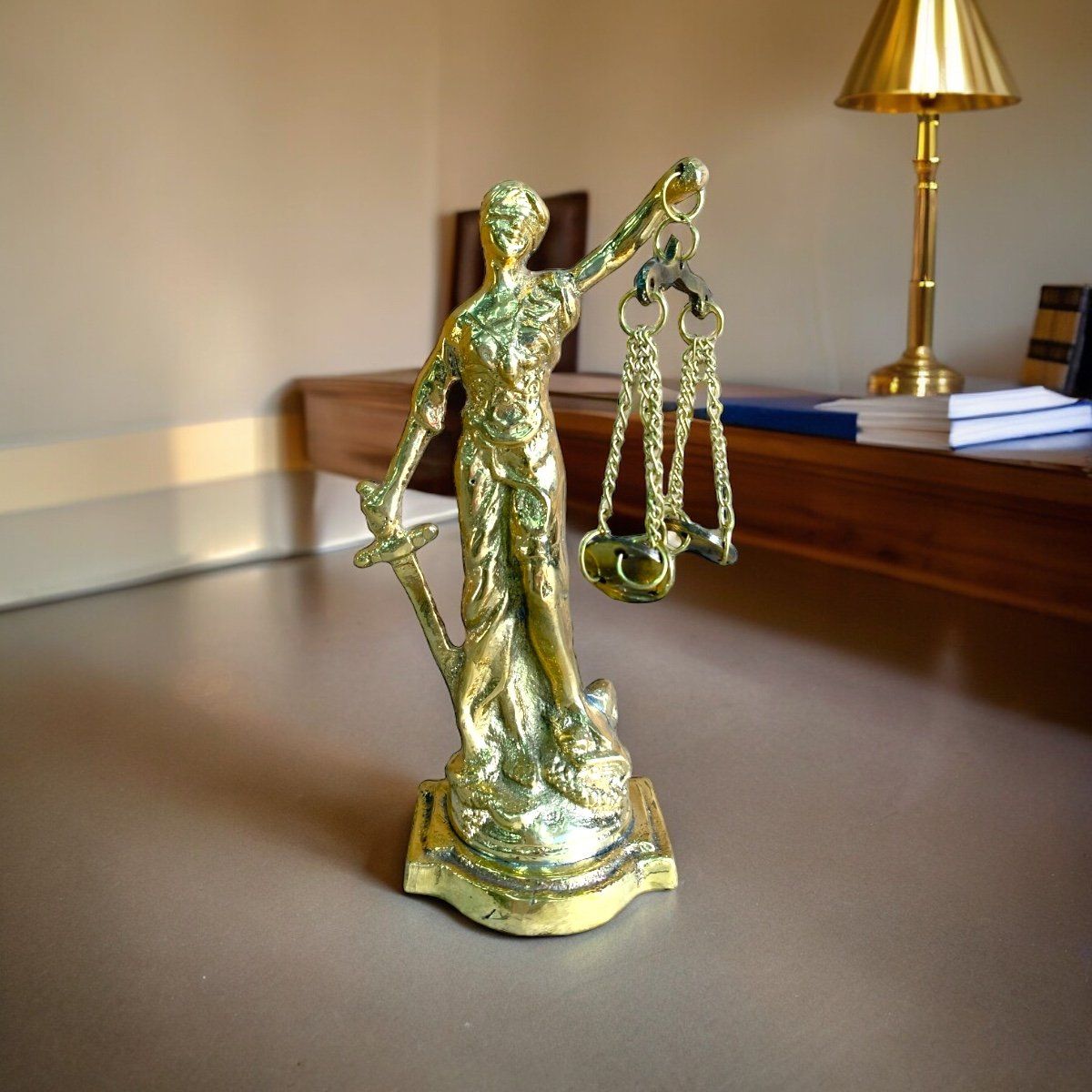 MFAP BRONCERIA Y ANTIGUEDADES - Dama de la justicia en bronce 13.5 cm alto