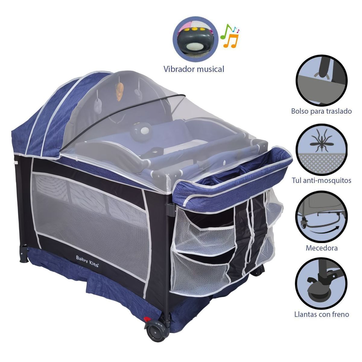 BABY KITS - Cuna Corral Baby Kits Verona Azul