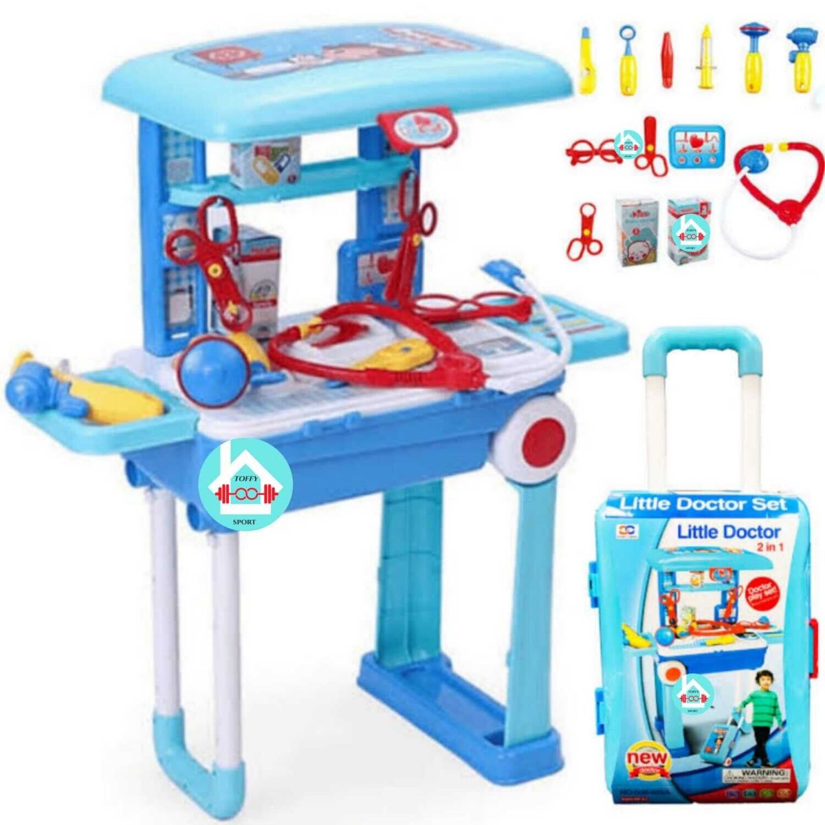 GENERICO - Set Maleta de Doctor 2 en 1 para niño Celeste