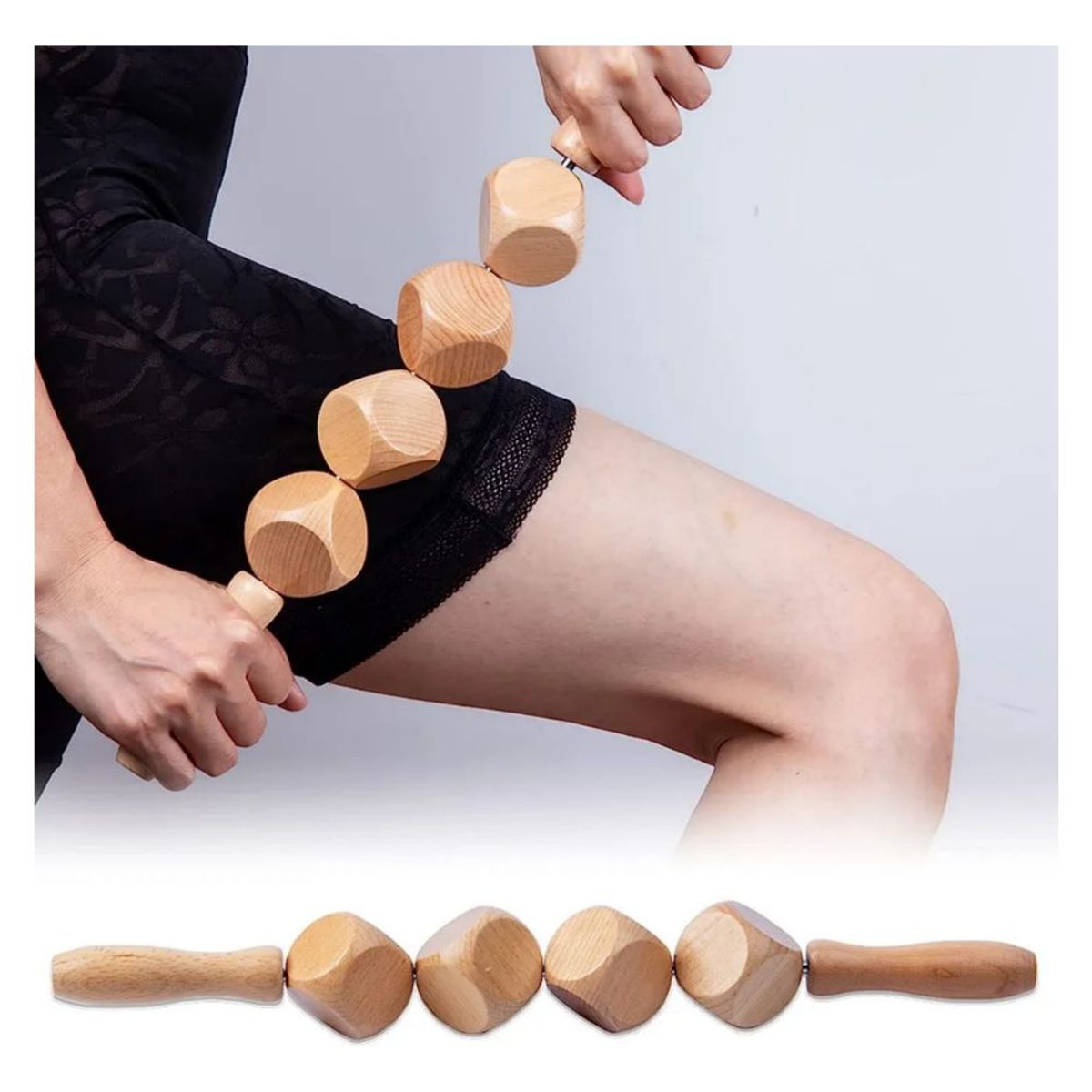 GENERICO - Rodillo Masajeador Anticelulítico de Drenaje Linfático Maderoterapia