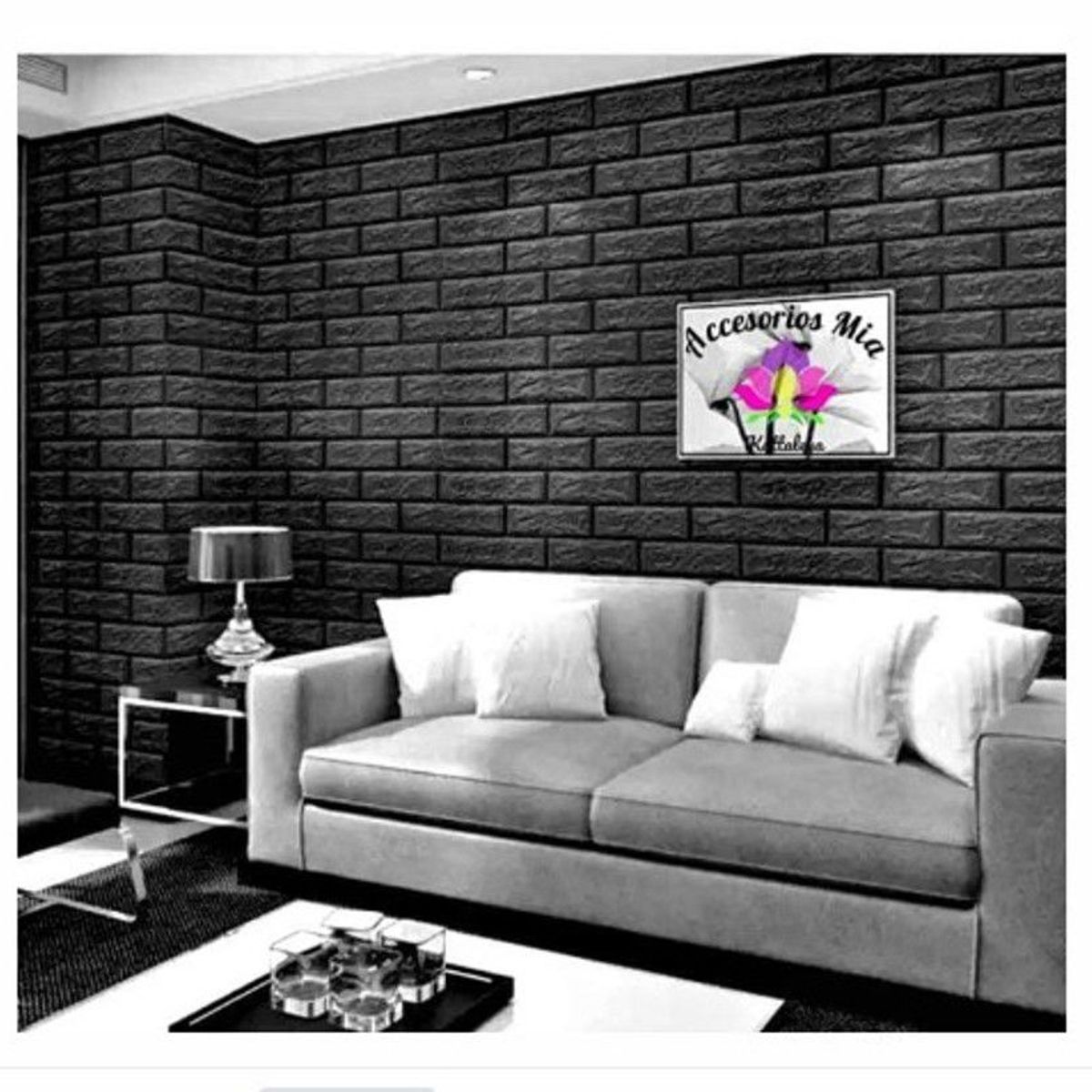 GENERICO - Adhesivo Pegatina Pared Ladrillos NEGRO de Calidad.