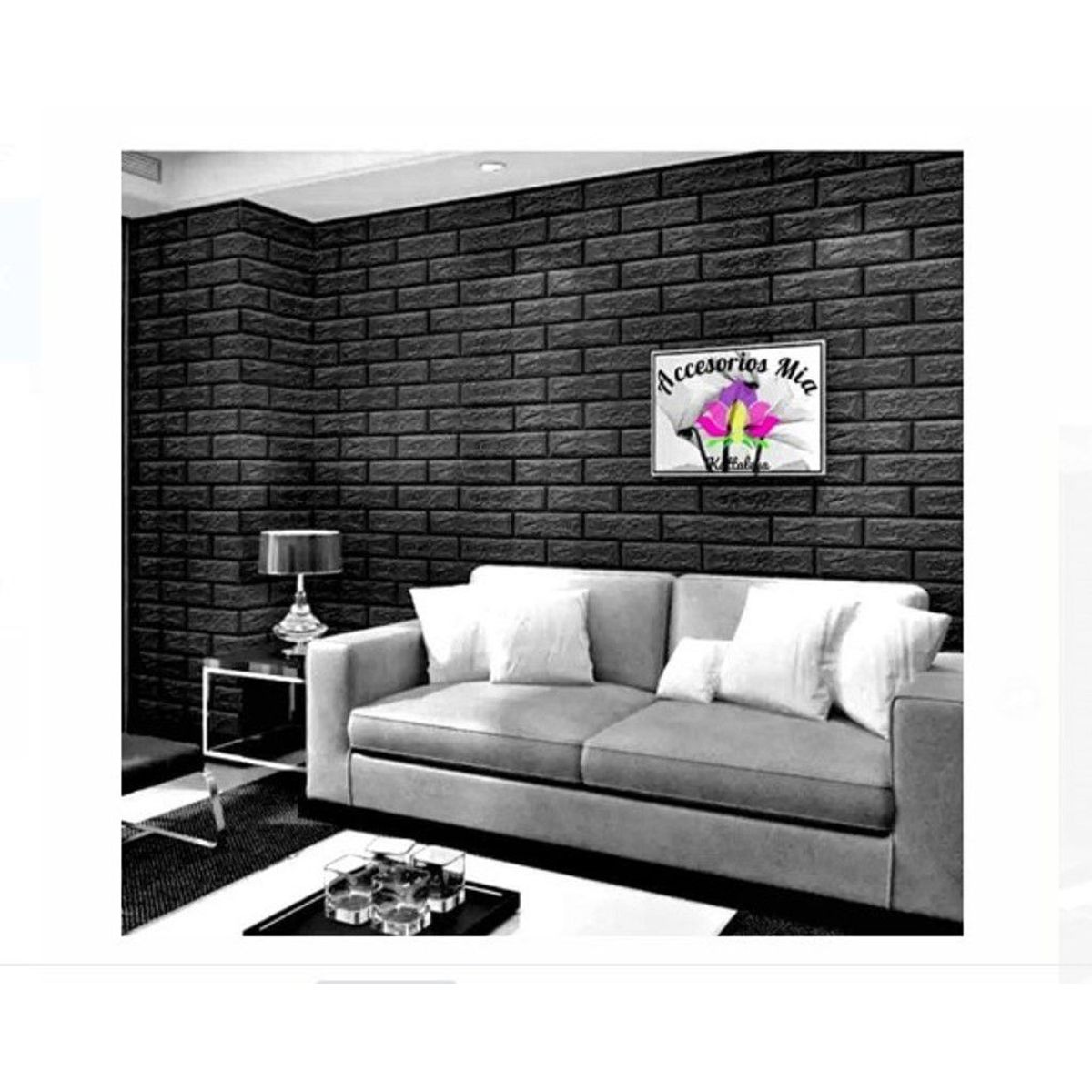 GENERICO - Adhesivo Pegatina Pared Ladrillos NEGRO de Calidad.