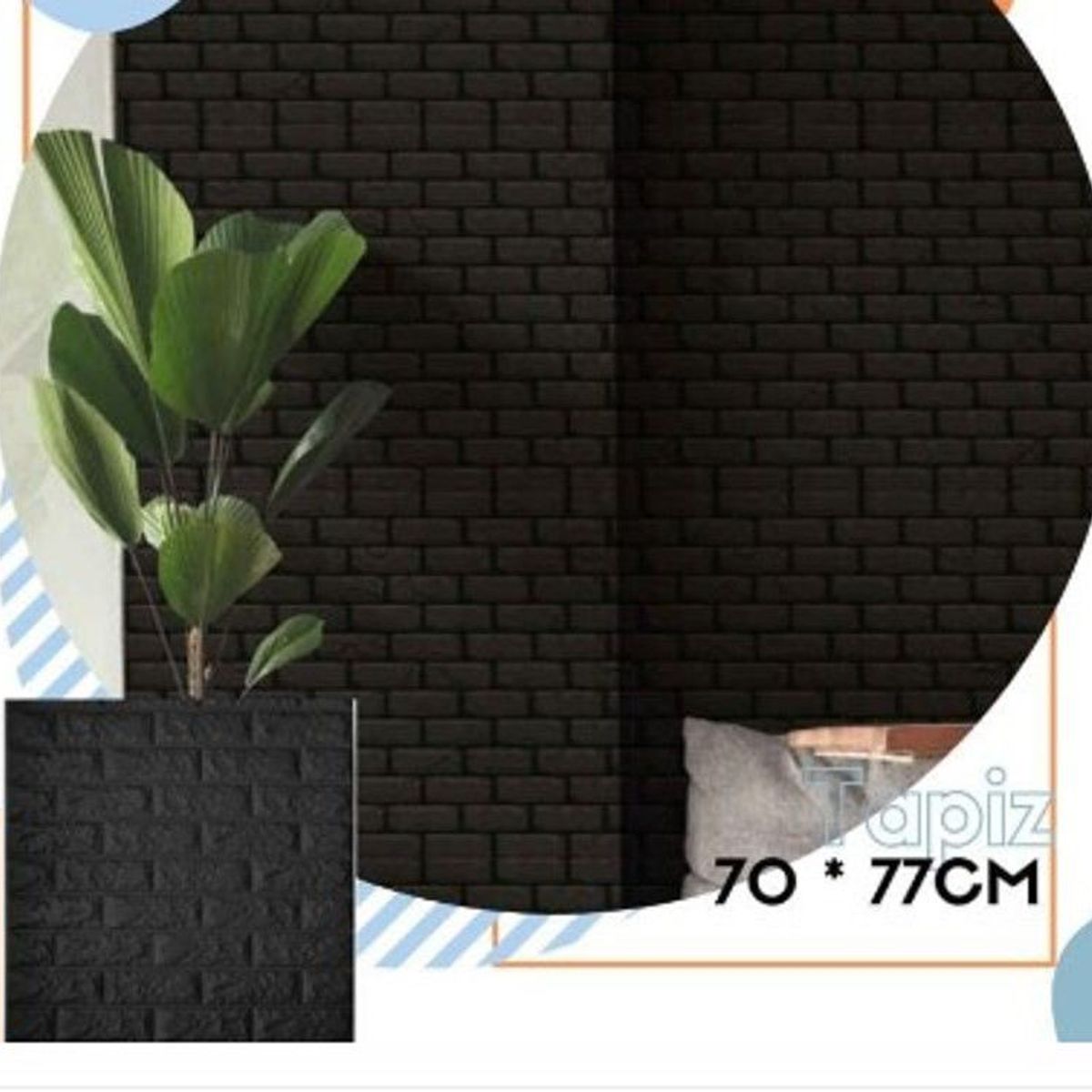 GENERICO - Adhesivo Pegatina Pared Ladrillos NEGRO de Calidad.