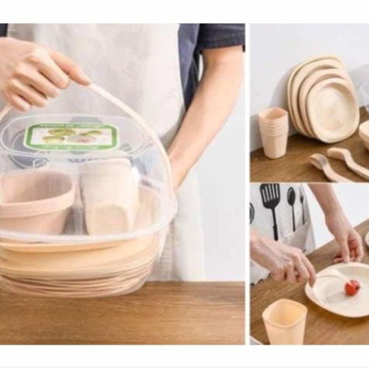 GENERICO - Set de vajilla y cubiertos para Picnic 26 piezas de Calidad