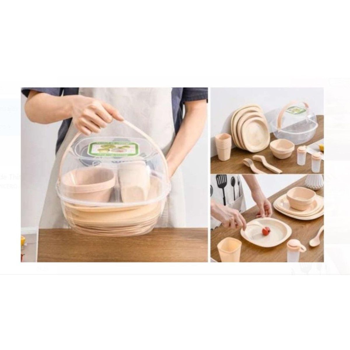 GENERICO - Set de vajilla y cubiertos para Picnic 26 piezas de Calidad