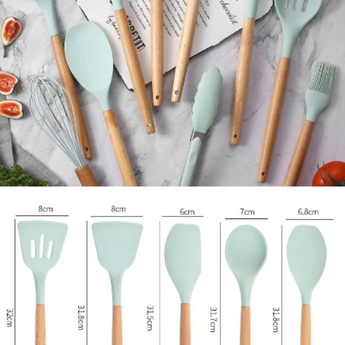 UNIVERSAL - Set de Cucharones de silicona con madera resistente al calor