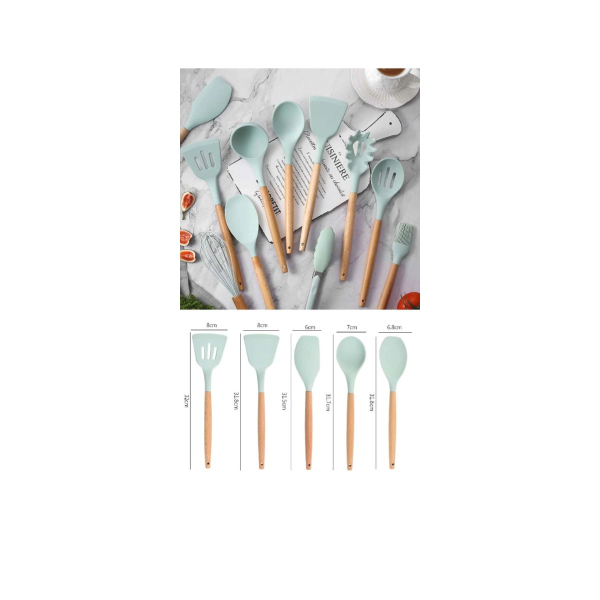 UNIVERSAL - Set de Cucharones de silicona con madera resistente al calor