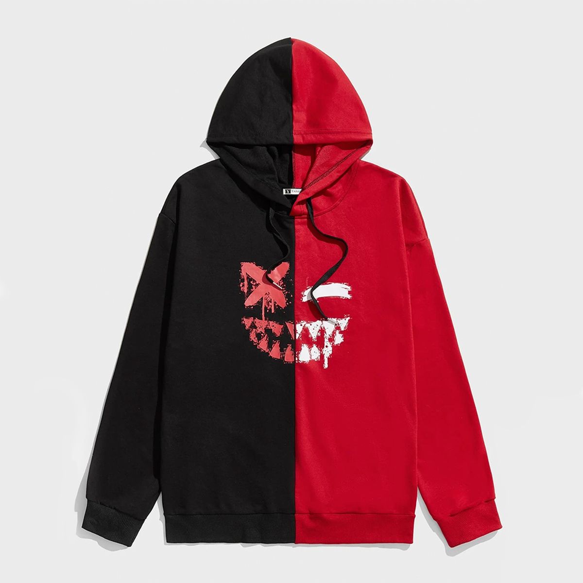 YANSUS - Polera Hombre Yansus Bicolor Rojo y Negro con Estampado