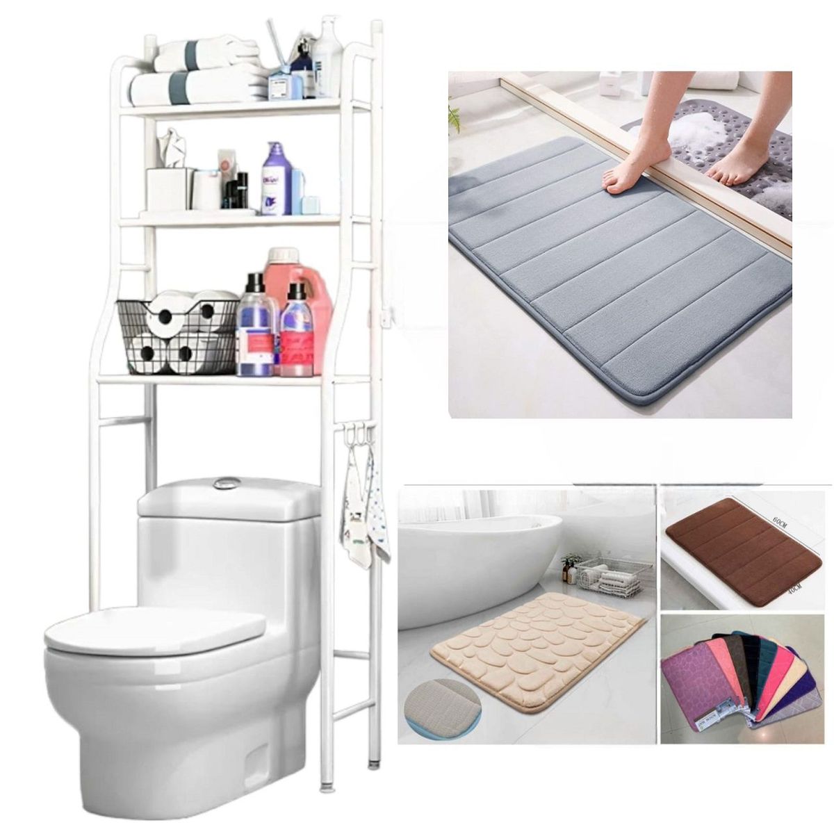 OEM - Organizador de Baño 3 niveles + Alfombra absorbente de Baño