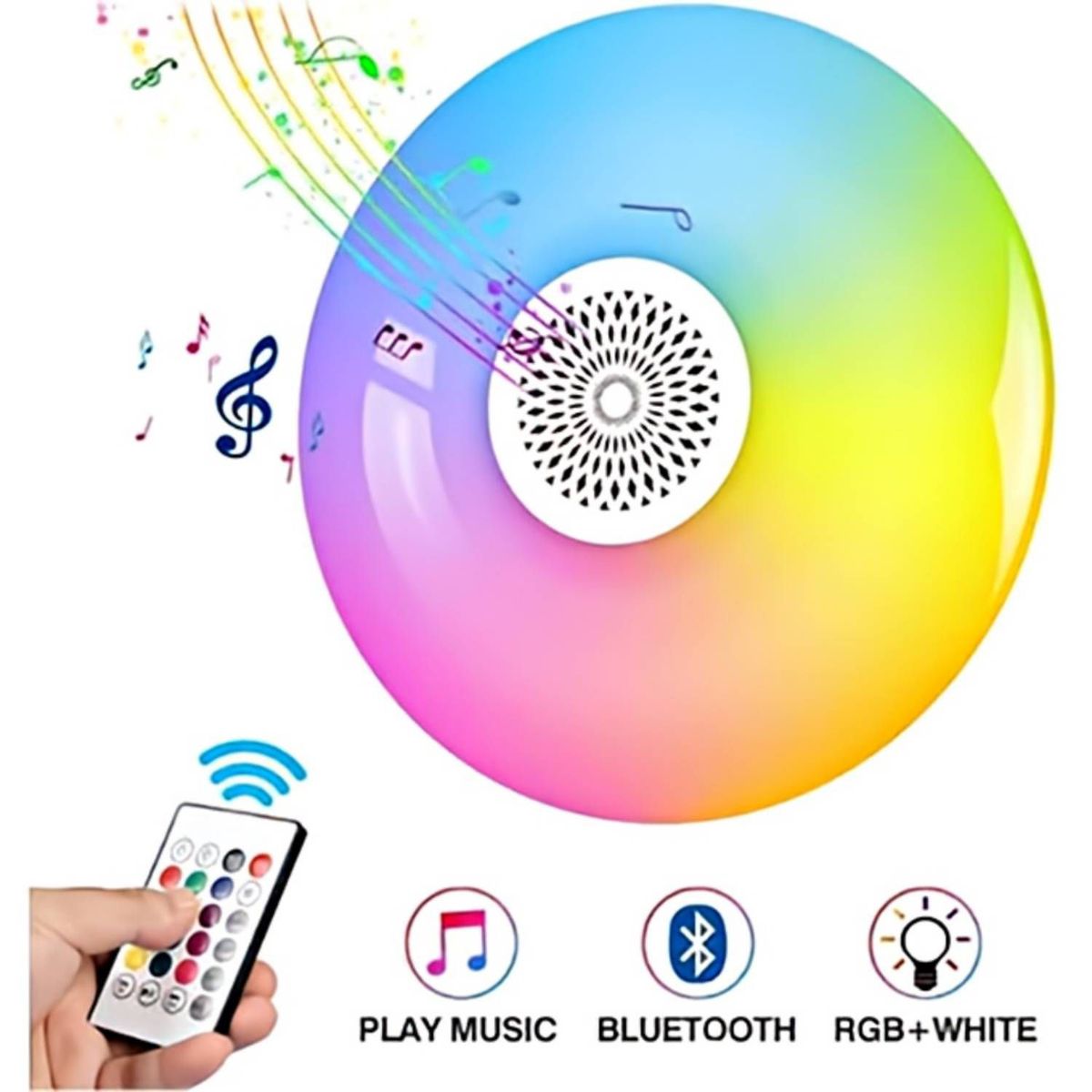 GENERICO - Parlante Foco Led Bluetooth Control Remoto RGB 48w