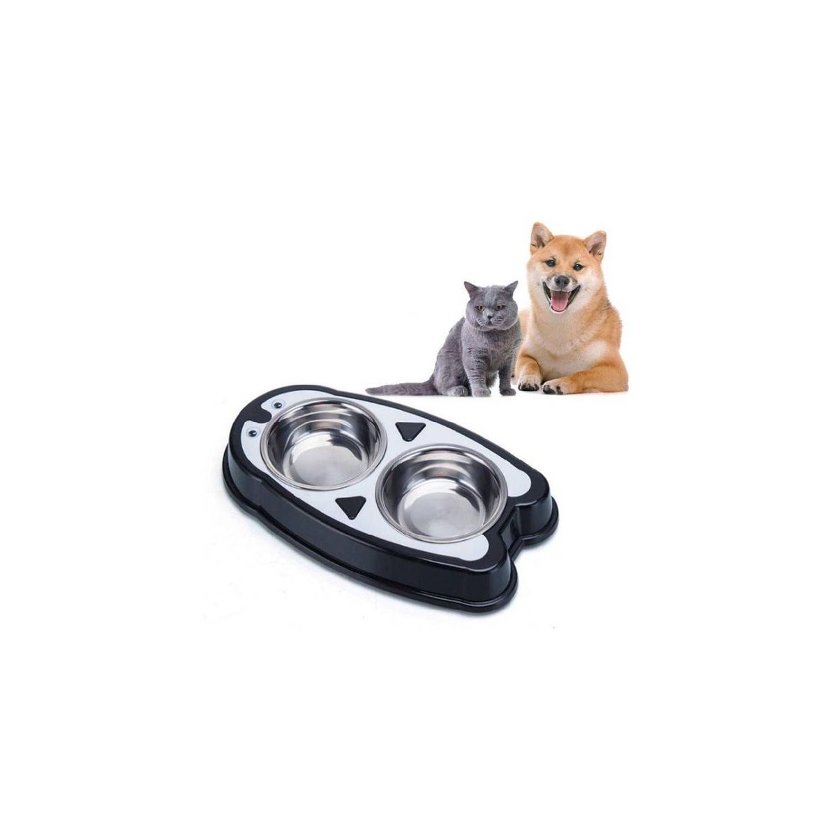 GENERICO - Plato para mascota Perro Gato Alimento acero color Azar